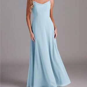 Azazie Sky Blue Chiffon Bridesmaid Dress